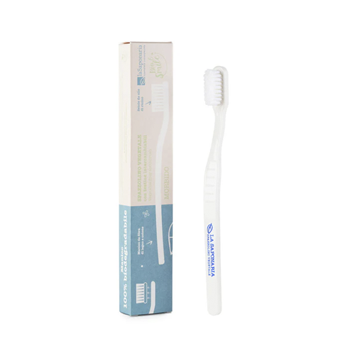 Escova de dentes de fibra vegetal e cabeça substituível (Suave) | La Saponaria