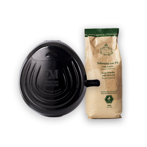 Pack | Dispensador Preto + Sabonete em Pó Essencias de Portugal